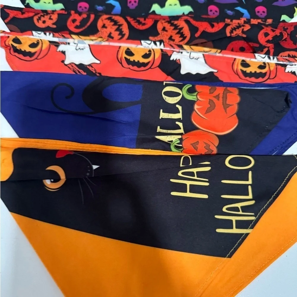 SANWUTA Halloween Dog triangle Bandanas set of 10 Halloween print size XL